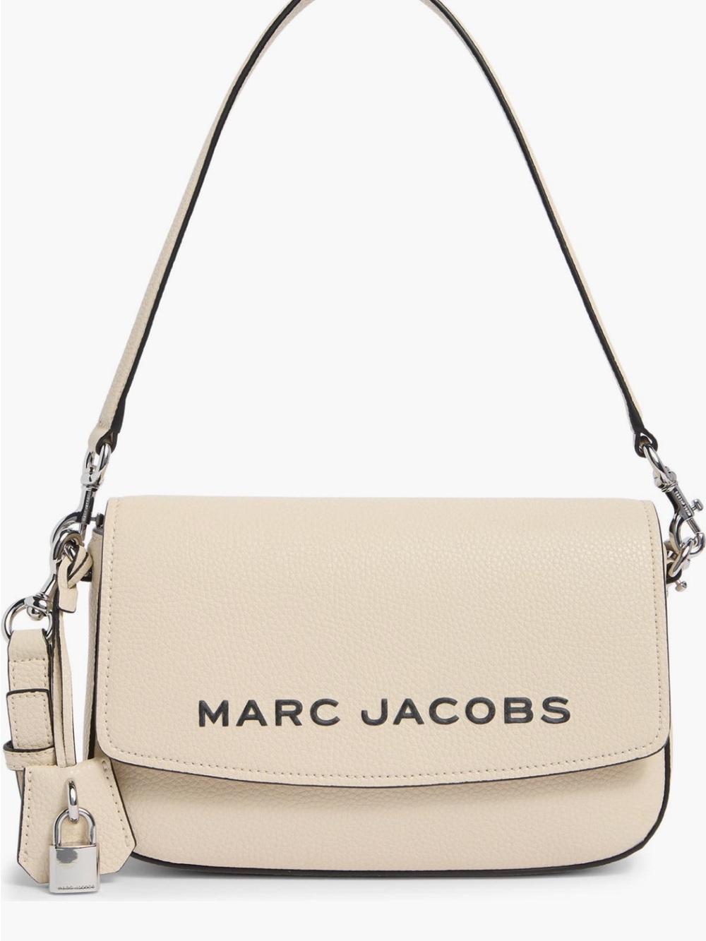 Marc Jacobs Ivory Pebbled Leather Shoulder Bag with Logo